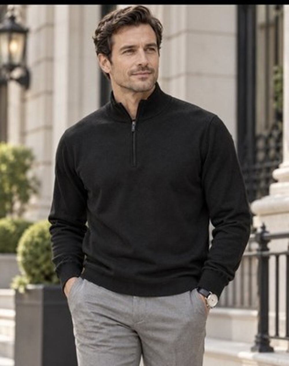 Linea Uomo Mens Wool Blend Crewneck Pullover Sweater Long Sleeve 4XLT Black